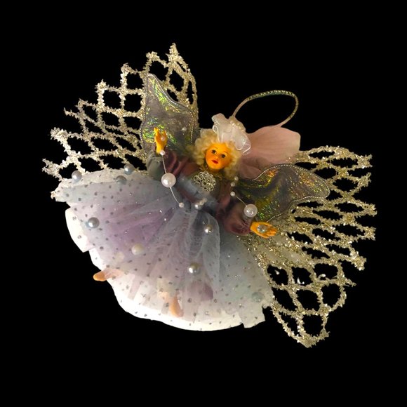 Handcrafted Upcycled Porcelain Doll Head Arms Legs Glammed Christmas Ornament - Picture 4 of 5